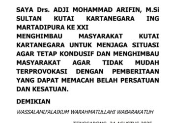 Drs. Adji Mohammad Arifin, M.Si. Sultan Kartanegara ING MARTADIPURA Himbauan Kepada Warga Masyarakat Kutai Kartanegara