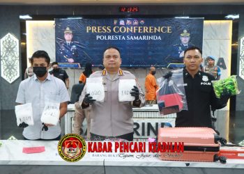 Bukti Komitmen Polresta Samarinda, Empat Pelaku Jaringan Lintas Provinsi Berhasil Ditangkap serta Barang Bukti 7 kilogram Sabu