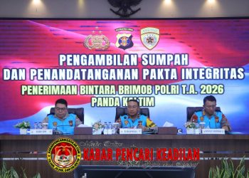 Polda Kaltim Gelar Pengambilan Sumpah dan Penandatanganan Pakta Integritas Penerimaan Bintara Brimob TA 2026