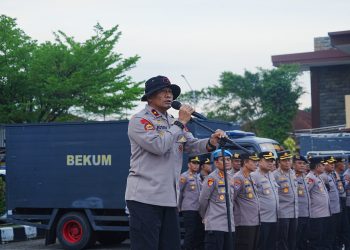 Wakapolda Kaltim Pimpin Apel Konsolidasi, Pengamanan Aksi Mahasiswa di Samarinda Berjalan Aman dan Humanis