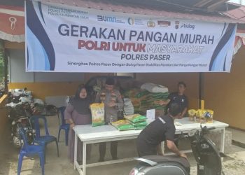 Ringankan Beban Warga, Polres Paser Bersama Polsek Long Kali dan Bulog Gelar Gerakan Pangan Murah di Kecamatan Long Kali