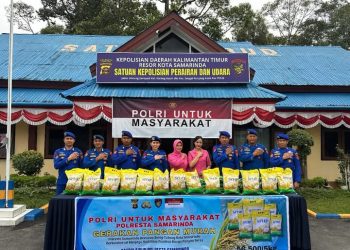 Polairud Polresta Samarinda Bersama Bulog Gelar Pasar Murah, Ratusan Karung Beras Habis Terjual