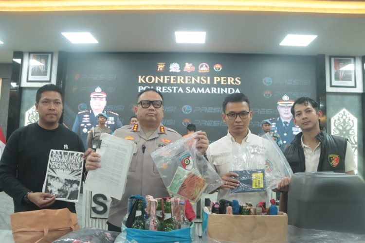 Dua Orang Diduga Otak Intelektual Kasus Bom Molotov Diamankan di Polresta Samarinda