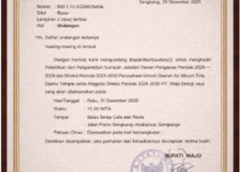 Bupati Wajo dijadwalkan melantik dan mengambil sumpah jabatan Dewan Pengawas serta Direktur Badan Usaha Milik Daerah (BUMD).