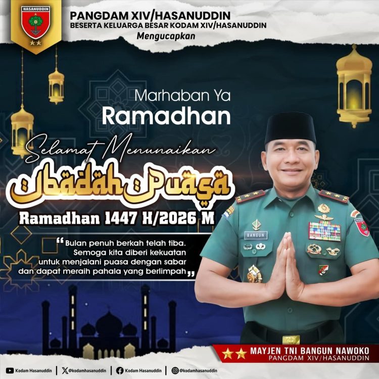 Marhaban Ya Ramadhan, Pangdam XIV/Hasanuddin Tekankan Iman, Disiplin, dan Kepedulian Sosial